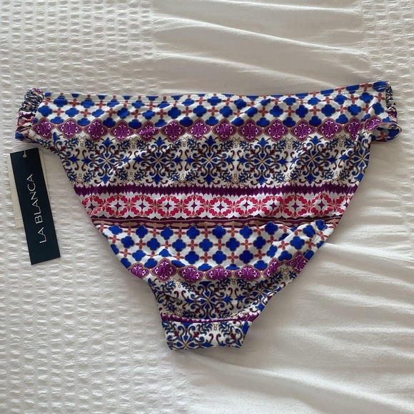 NWT LA BLANCA multi color pattern bikini bottoms size 14 - Picture 6 of 8